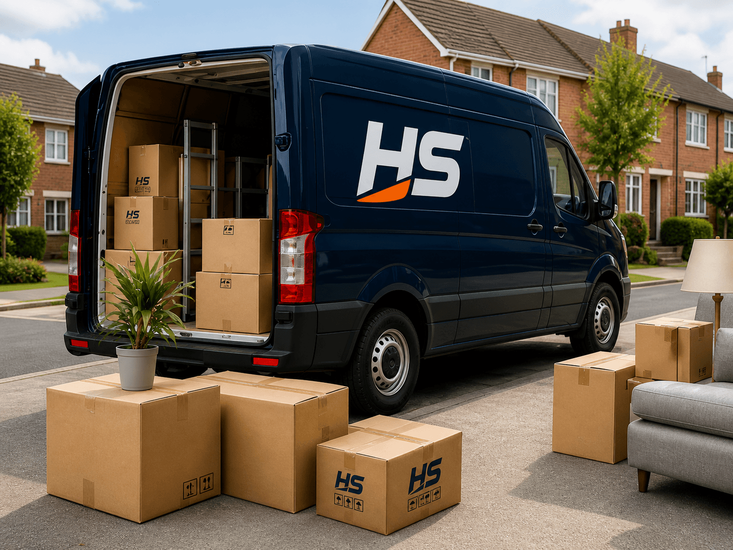 HS moving van packed for an individual home move